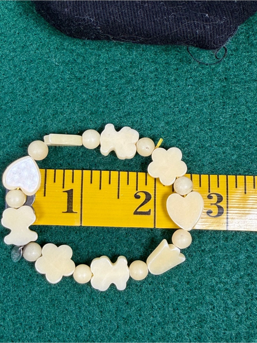 TOUS 925 Silver Stretch Bracelet Cream Bear Heart Flower Beads w/ Pouch - Picture 7 of 7